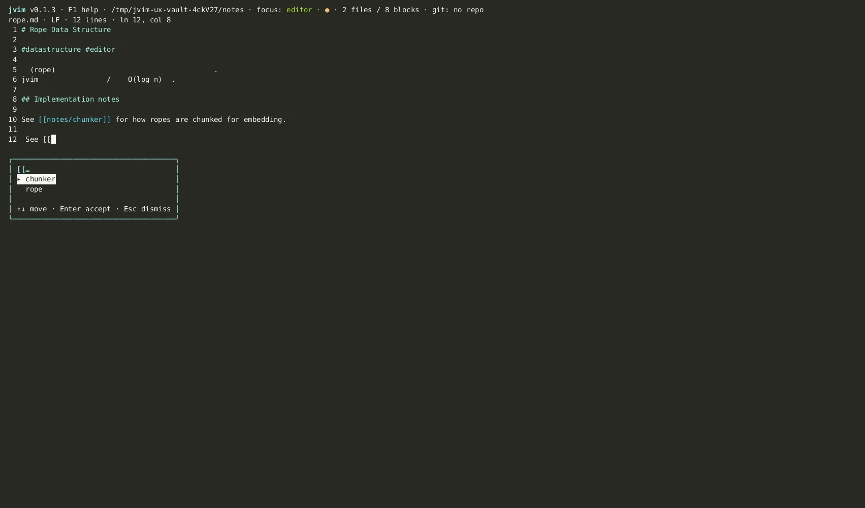 Wikilink completion typing